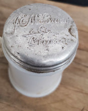 Load image into Gallery viewer, Antique McBrady &amp; Co. Milk Glass Jar | Vintage Character
