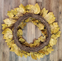 Load image into Gallery viewer, Old Maple Leaves 28"  Fall Wreath Aged Dried Leaves Decor | Vintage Character