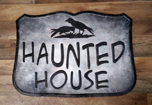 Load image into Gallery viewer, Fall "Haunted House" Metal Sign | Vintage Character