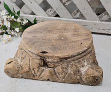 Load image into Gallery viewer, Antique Wood Capital Pillar Base ~ Small