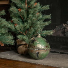 Load image into Gallery viewer, Jumbo Oversized Rustic Green Sleigh Jingle Bell ~ Extra Large 11.25"