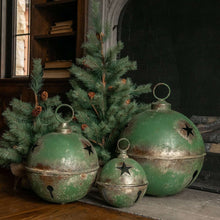 Load image into Gallery viewer, Jumbo Oversized Rustic Green Sleigh Jingle Bell ~ Extra Large 11.25"
