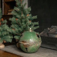 Load image into Gallery viewer, Jumbo Oversized Rustic Green Sleigh Jingle Bell ~ Extra Large 15.75"