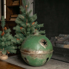 Load image into Gallery viewer, Jumbo Oversized Rustic Green Sleigh Jingle Bell ~ Extra Large 20"