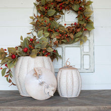 Load image into Gallery viewer, Fall Metal Pumpkin Canister Set Ivory | Vintage Character
