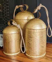 Load image into Gallery viewer, Jumbo Antique Gold Cow Bell Set of 3