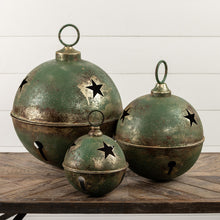 Load image into Gallery viewer, Jumbo Oversized Rustic Green Sleigh Jingle Bell ~ Extra Large 11.25"