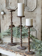 Load image into Gallery viewer, Oasis Pillar Candle Holder Set of 3 Distressed Finish