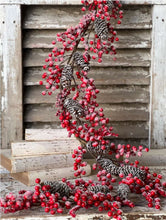 Load image into Gallery viewer, Christmas Snowcloaked Red Berries Garland 5Ft | Vintage Character
