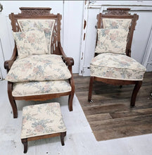 Load image into Gallery viewer, Antique Eastlake Chair Set with Stool