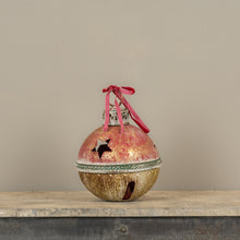 Load image into Gallery viewer, Set of 4 Jumbo Extra Large Christmas Sleigh Bells ~Retro Red/Green/Gold
