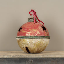 Load image into Gallery viewer, Set of 4 Jumbo Extra Large Christmas Sleigh Bells ~Retro Red/Green/Gold