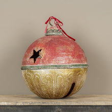 Load image into Gallery viewer, Set of 4 Jumbo Extra Large Christmas Sleigh Bells ~Retro Red/Green/Gold