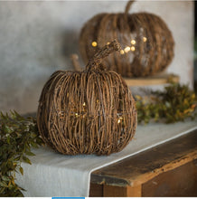 Load image into Gallery viewer, Fall Rattan Lighted Pumpkin~Medium