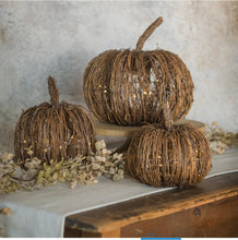 Load image into Gallery viewer, Fall Rattan Lighted Pumpkin~Medium