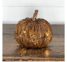 Load image into Gallery viewer, Fall Rattan Lighted Pumpkin~Small