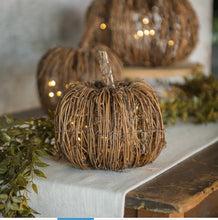 Load image into Gallery viewer, Fall Rattan Lighted Pumpkin~Small
