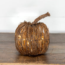 Load image into Gallery viewer, Fall Rattan Lighted Pumpkin~Medium