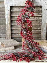 Load image into Gallery viewer, Christmas Snowcloaked Red Berries Garland 5Ft | Vintage Character
