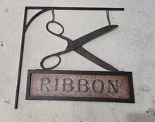 Load image into Gallery viewer, Hanging Metal Ribbon Shop Sign
