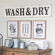 Load image into Gallery viewer, Embossed Metal "Wash &amp; Dry" Sign | Vintage Character