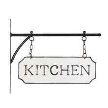 Load image into Gallery viewer, Vintage Style Metal "Kitchen" Sign with Hanging Bar | Vintage Character