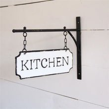 Load image into Gallery viewer, Vintage Style Metal "Kitchen" Sign with Hanging Bar | Vintage Character