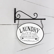 Load image into Gallery viewer, Vintage Style Metal "Laundry Wash Dry Fold" Sign with Hanging Bar | Vintage Character