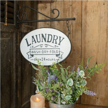 Load image into Gallery viewer, Vintage Style Metal "Laundry Wash Dry Fold" Sign with Hanging Bar | Vintage Character